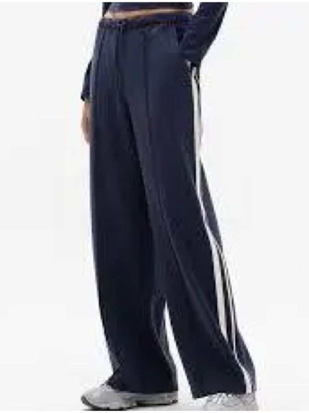 NWT Athleta Navy Blue MVP Side Stripe Wide Leg Track Pants Women’s XL